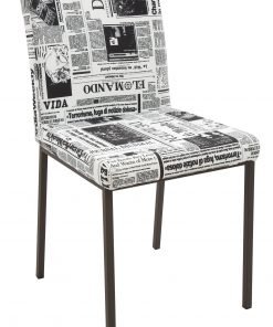 Sedia imbottita con tessuto "times" e gambe in metallo antracite
