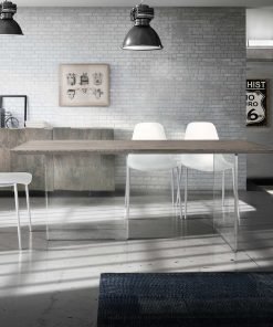 Tavolo massello rovere nodato finitura beton