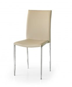 Sedia rivestita beige gamba tonda