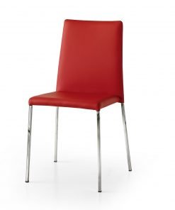 Sedia rivestita rosso gamba quadrata