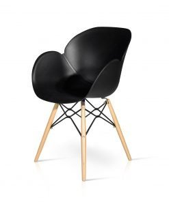 Sedia nera con base legno