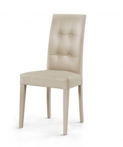 Sedia imbottita beige con capitonné